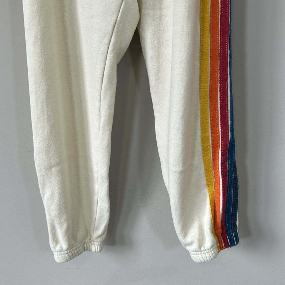 Aviator Nation Cream Pants with Rainbow Stripes - Picture 7 of 16